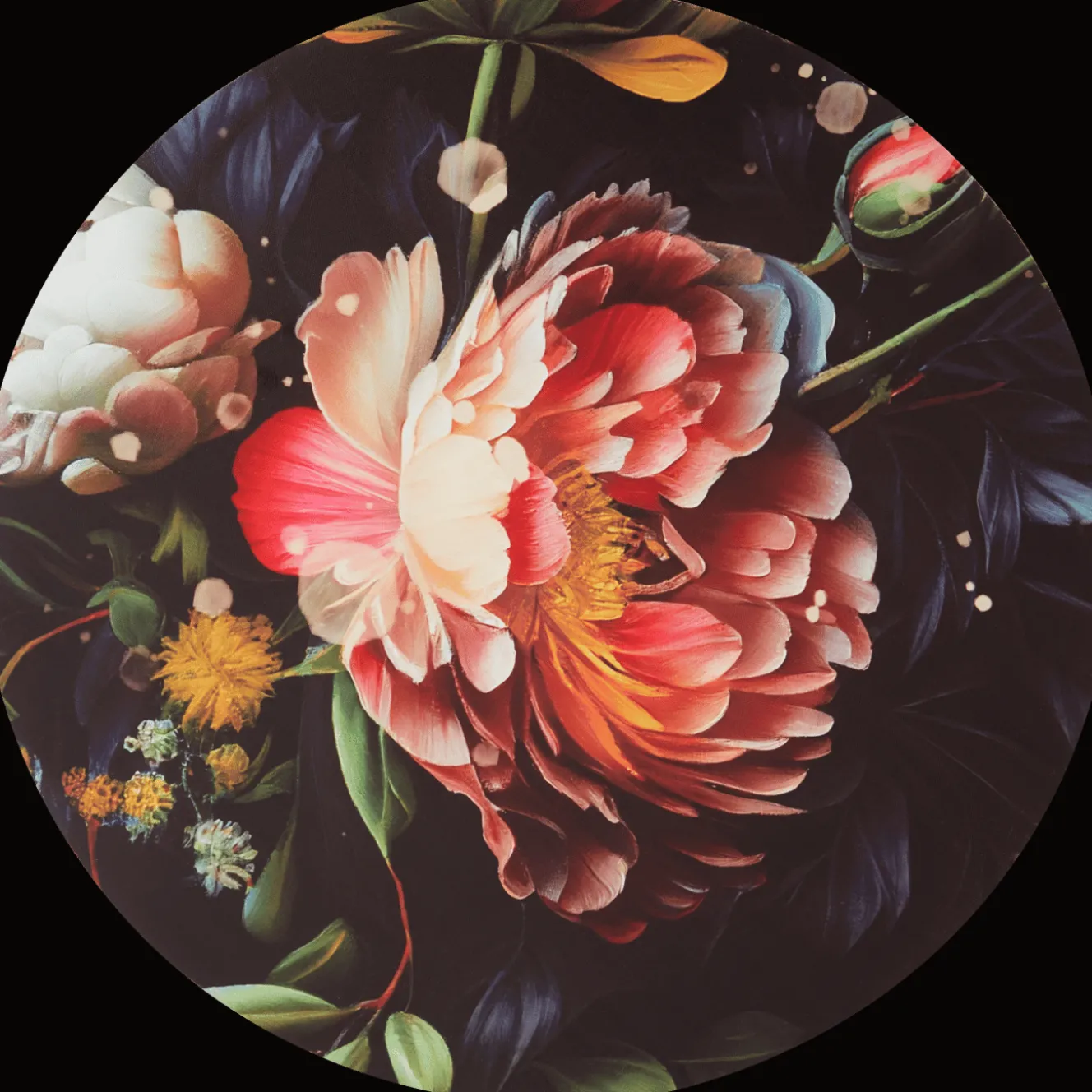 Action Fotorahmen<Deko-Leinwand mit Blumenprint
