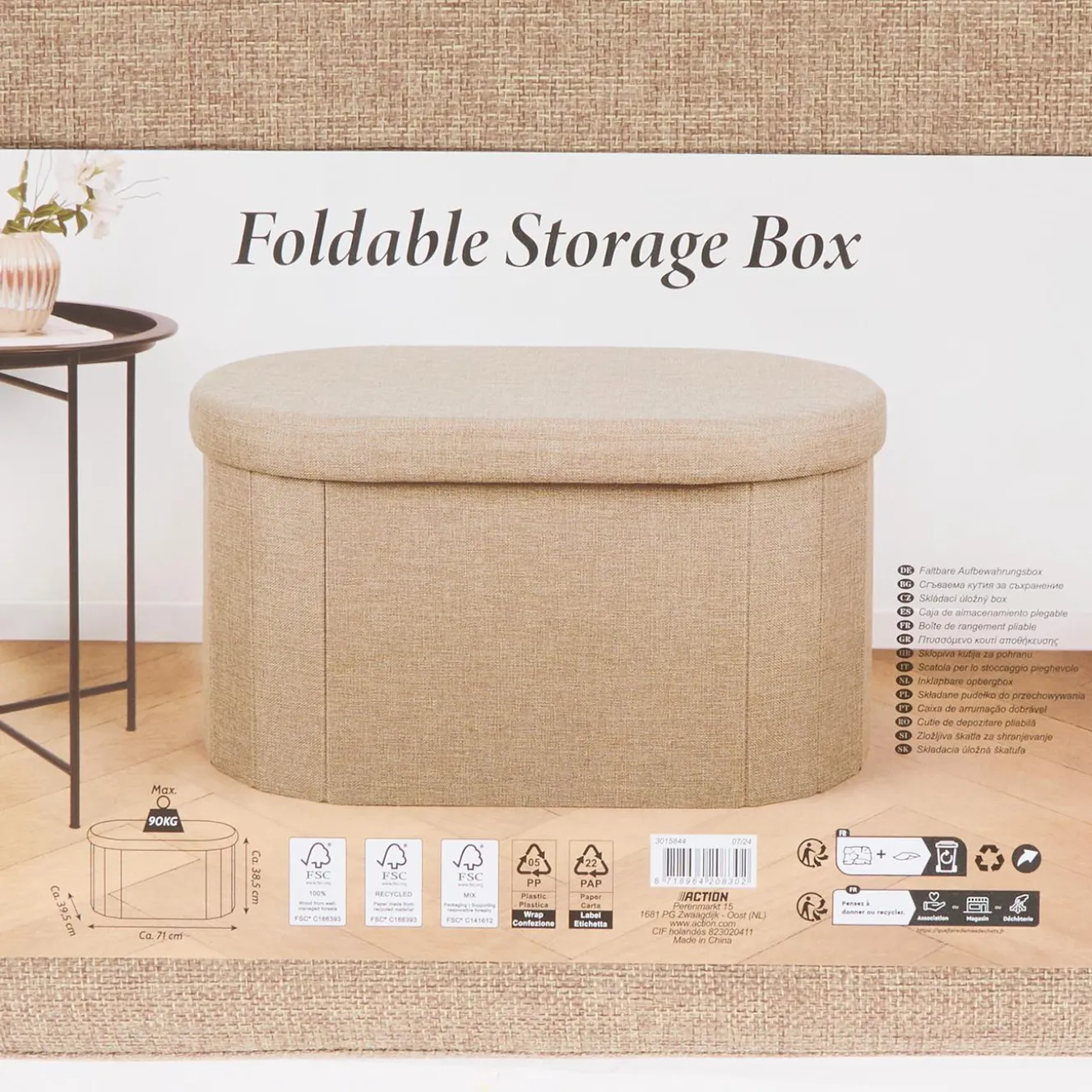Action Wohnaccessoires<Stauraumhocker mit Plüschstoff
